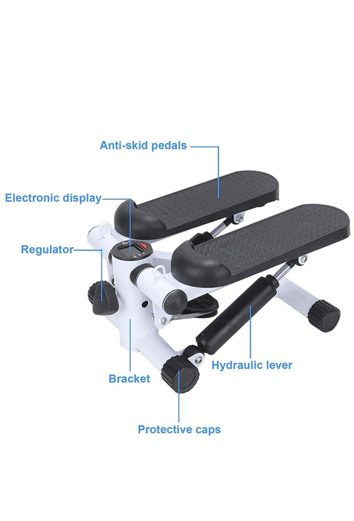 Fitness Exercise Stepper Bike with Resistance Bands-White & Black