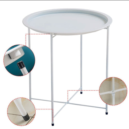 Metal Side Table Round Coffee Table Folding End Table Sofa Table