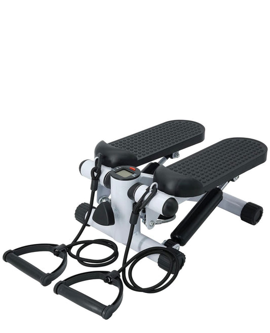 Fitness Exercise Stepper Bike with Resistance Bands-White & Black
