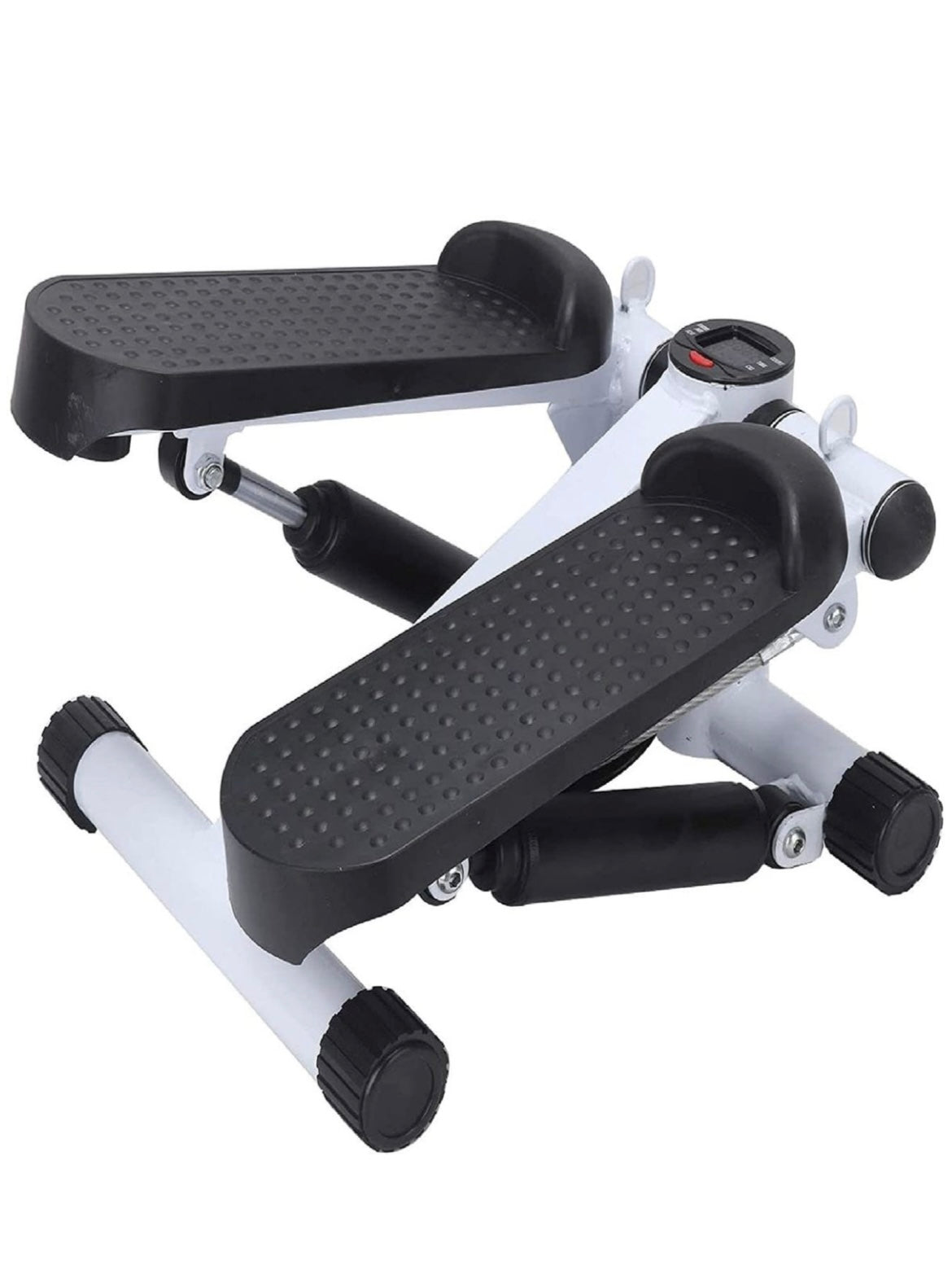 Fitness Exercise Stepper Bike with Resistance Bands-White & Black