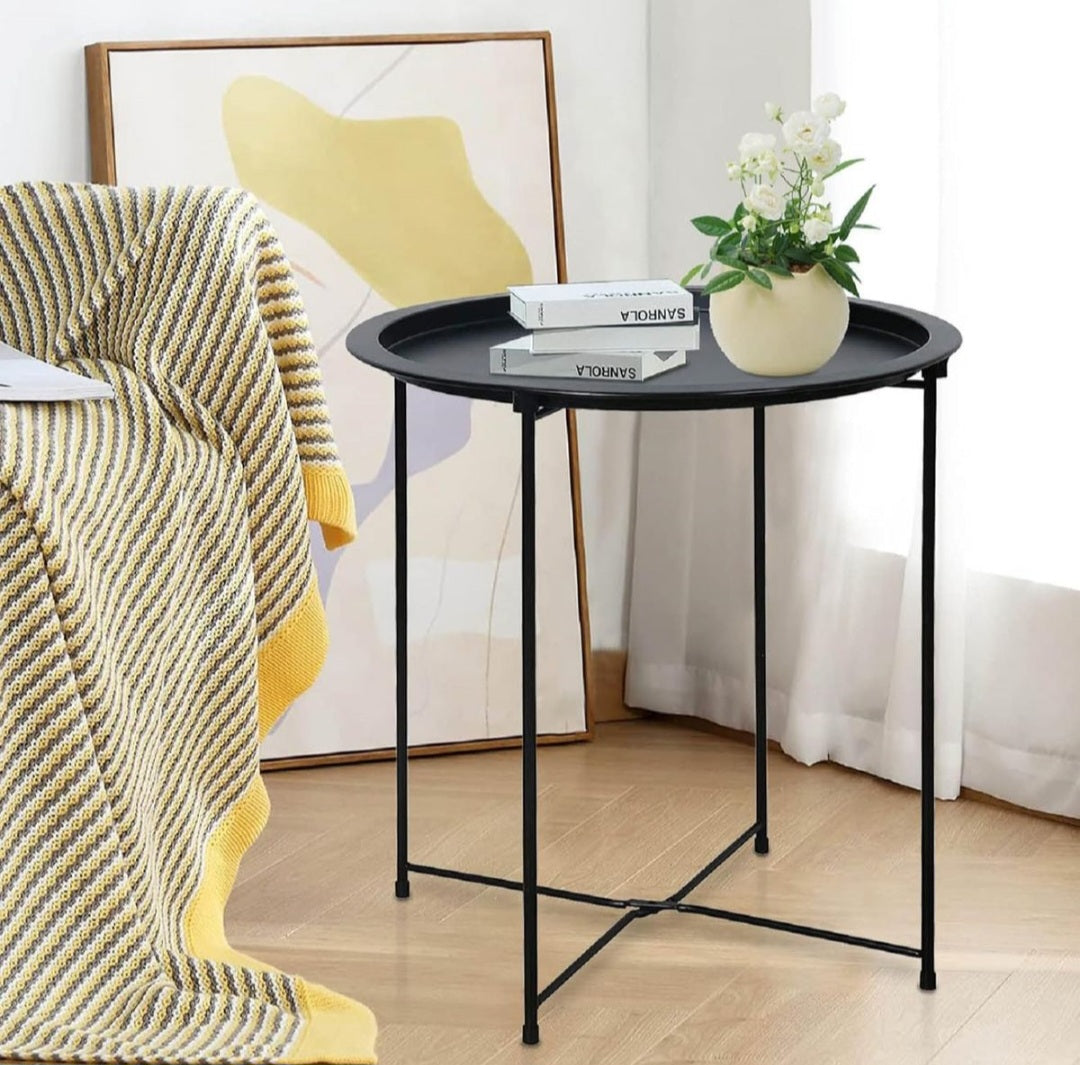 Metal Side Table Round Coffee Table Folding End Table Sofa Table