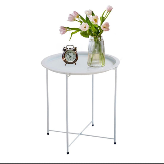 Metal Side Table Round Coffee Table Folding End Table Sofa Table