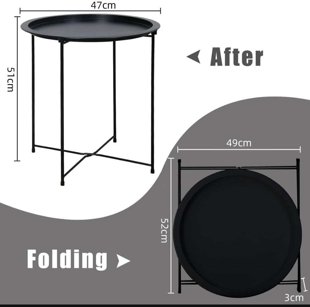 Metal Side Table Round Coffee Table Folding End Table Sofa Table