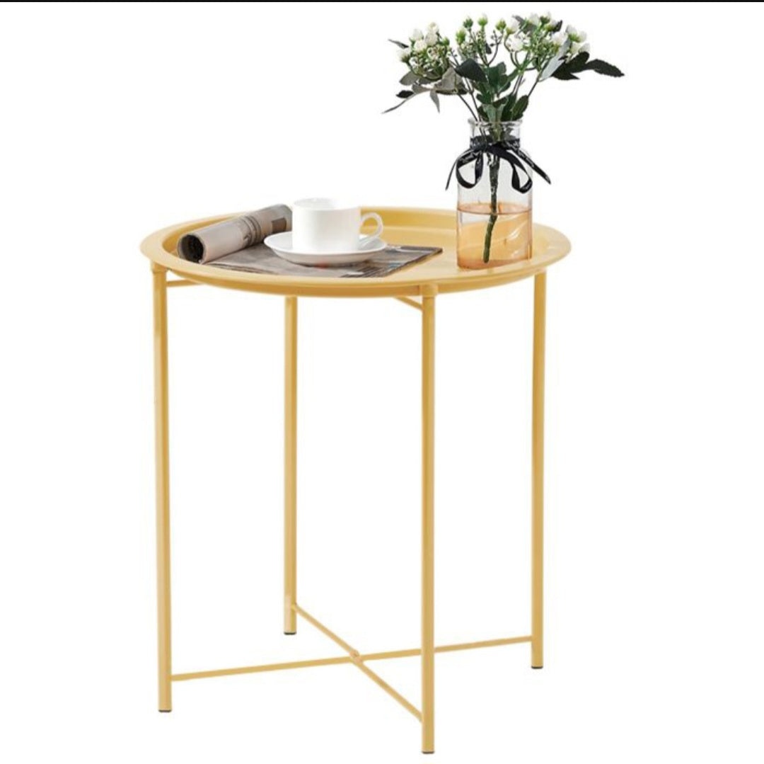 Metal Side Table Round Coffee Table Folding End Table Sofa Table