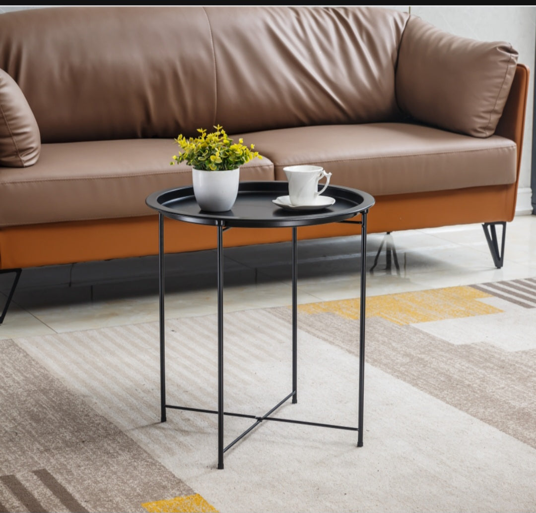 Metal Side Table Round Coffee Table Folding End Table Sofa Table