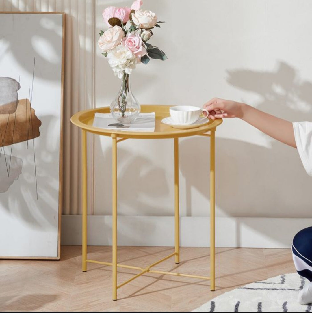 Metal Side Table Round Coffee Table Folding End Table Sofa Table