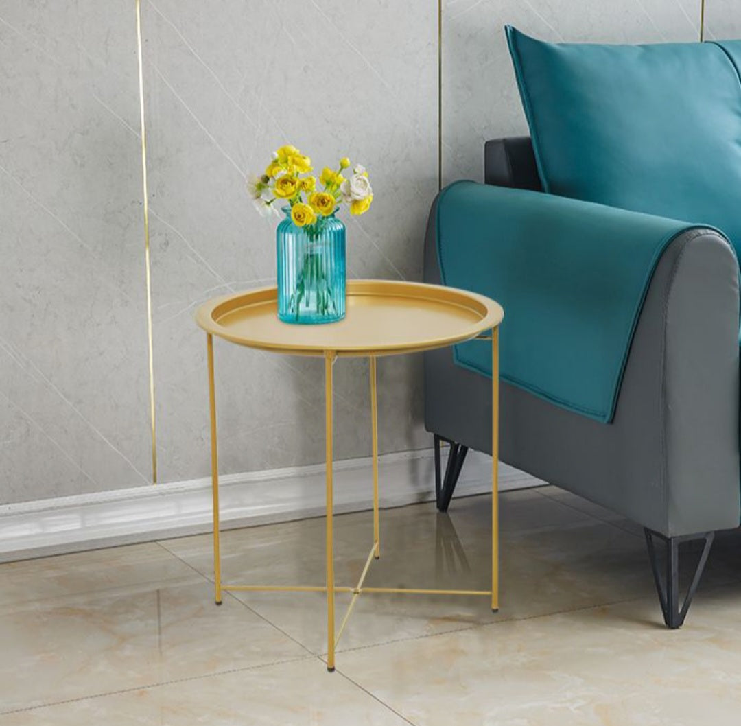 Metal Side Table Round Coffee Table Folding End Table Sofa Table