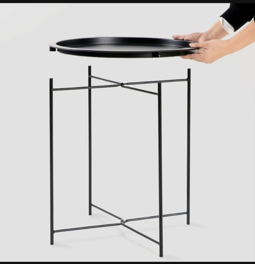 Metal Side Table Round Coffee Table Folding End Table Sofa Table