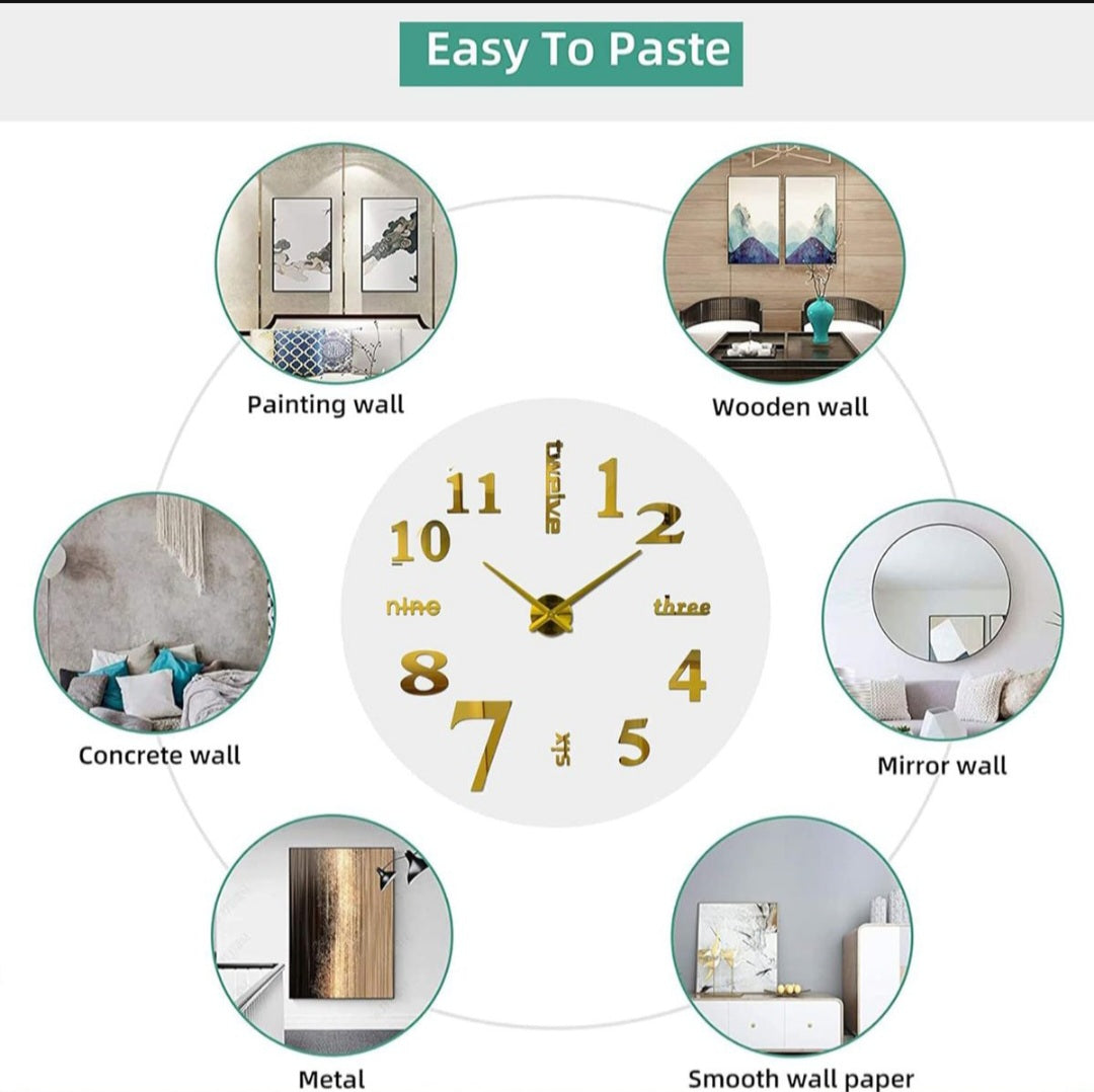 3D Acrylic Fasion Wall Clock - Mirror Effect