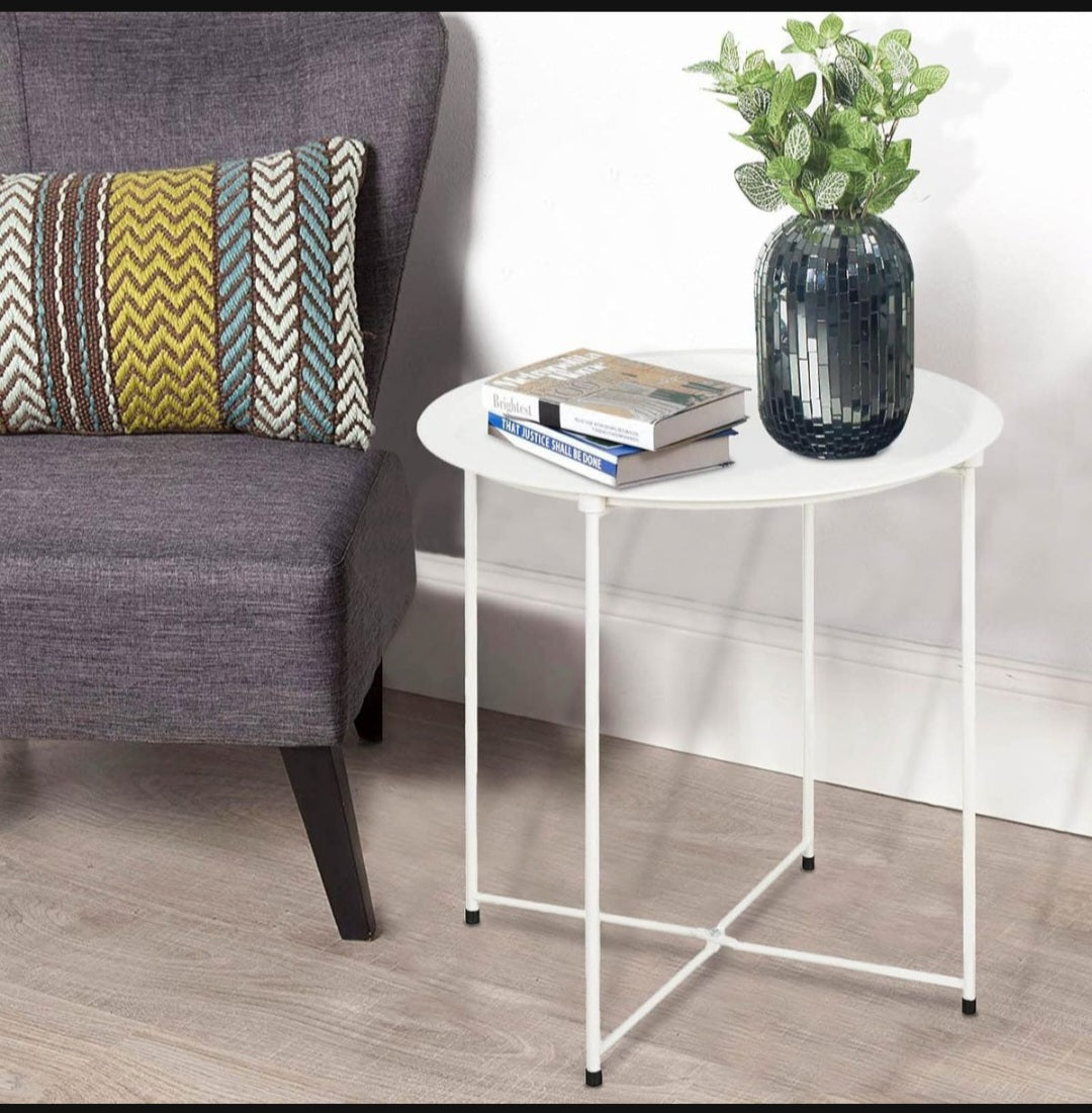 Metal Side Table Round Coffee Table Folding End Table Sofa Table