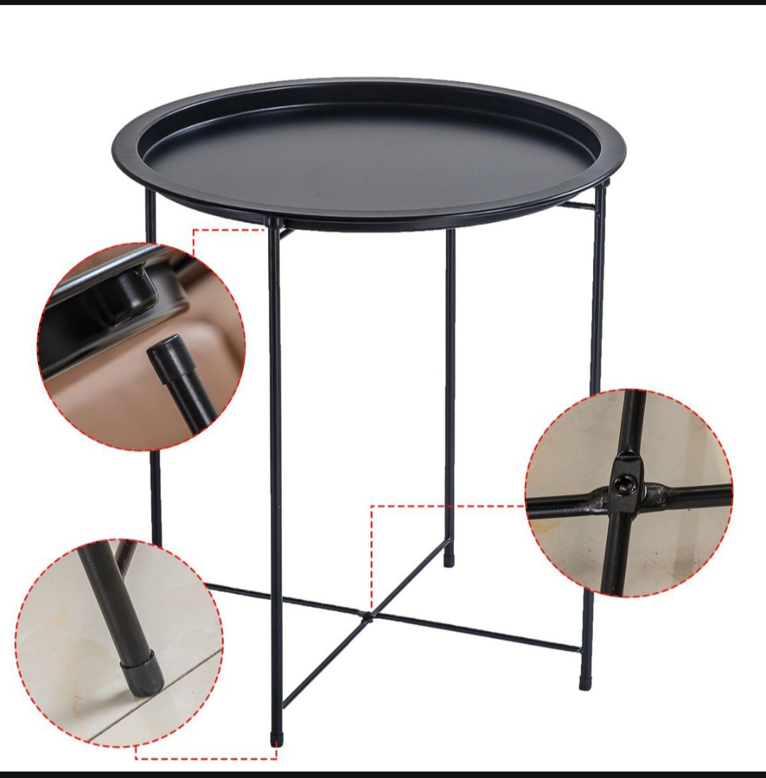 Metal Side Table Round Coffee Table Folding End Table Sofa Table
