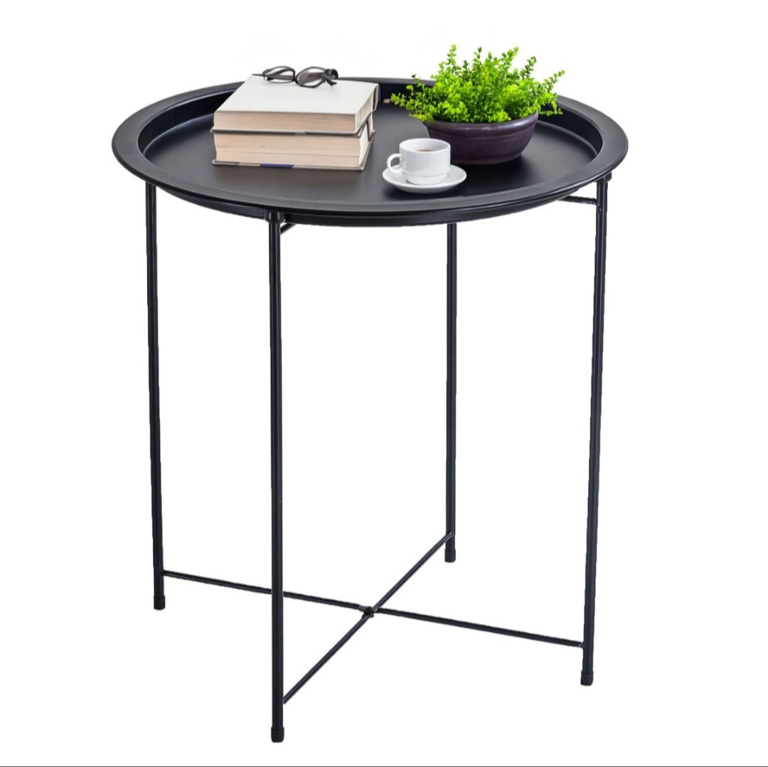 Metal Side Table Round Coffee Table Folding End Table Sofa Table