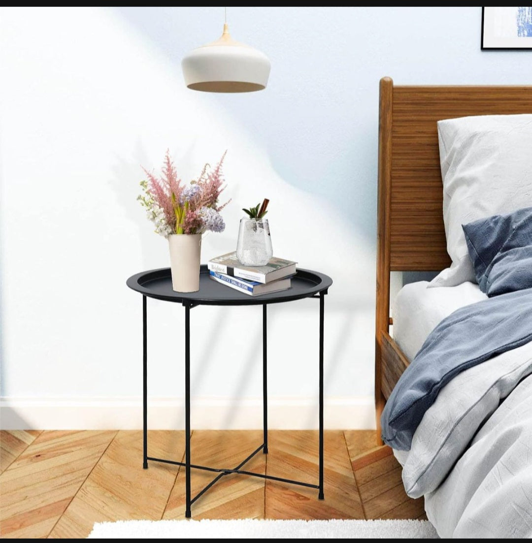 Metal Side Table Round Coffee Table Folding End Table Sofa Table