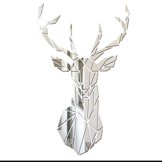 Decor Wall Mounted Reflective Reindeer Mirror Sticker Decal - M