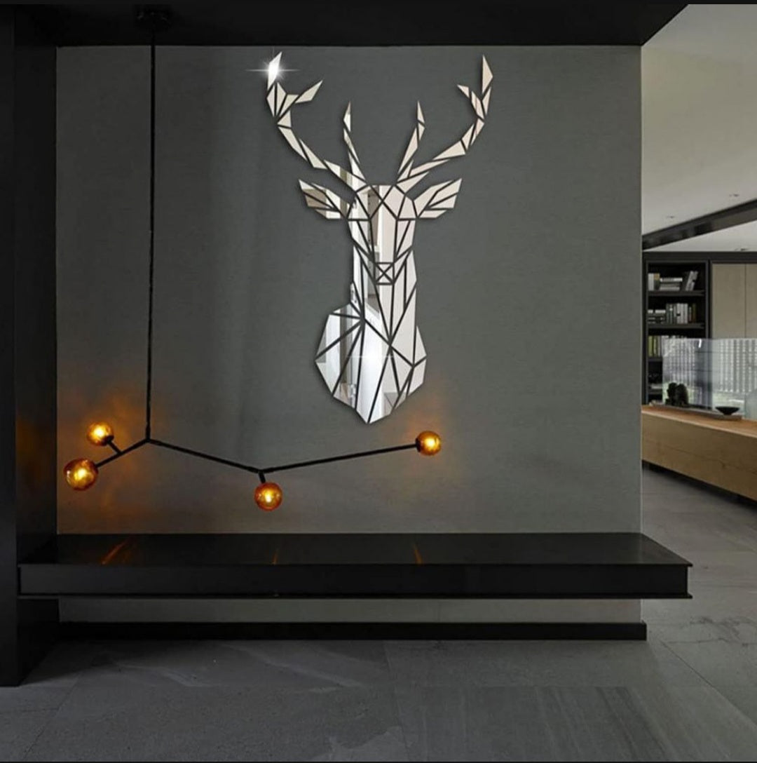 Decor Wall Mounted Reflective Reindeer Mirror Sticker Decal - M