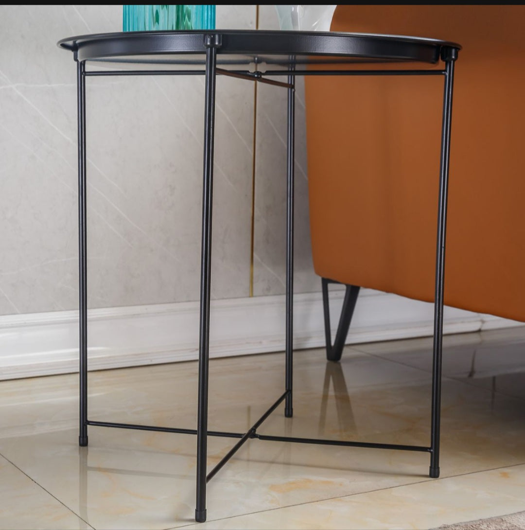 Metal Side Table Round Coffee Table Folding End Table Sofa Table
