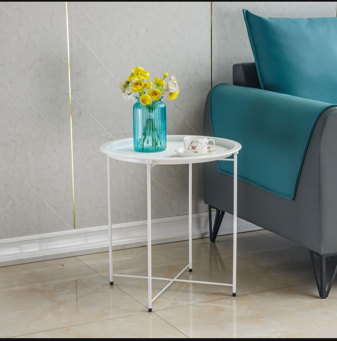 Metal Side Table Round Coffee Table Folding End Table Sofa Table