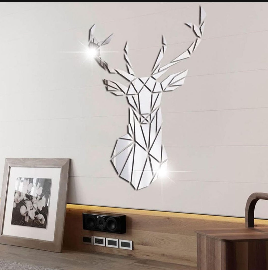 Decor Wall Mounted Reflective Reindeer Mirror Sticker Decal - M