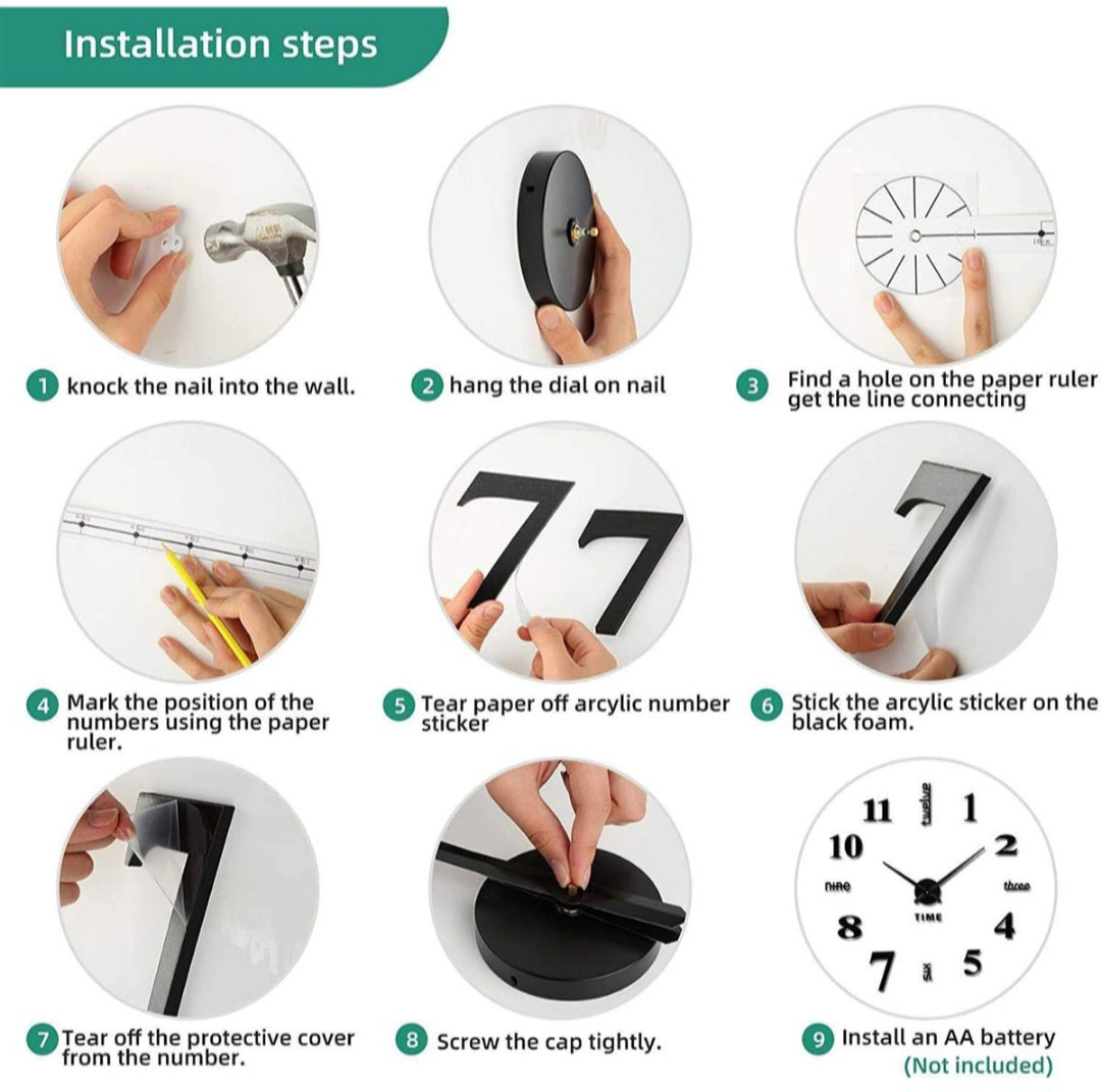 3D Acrylic Fasion Wall Clock - Mirror Effect