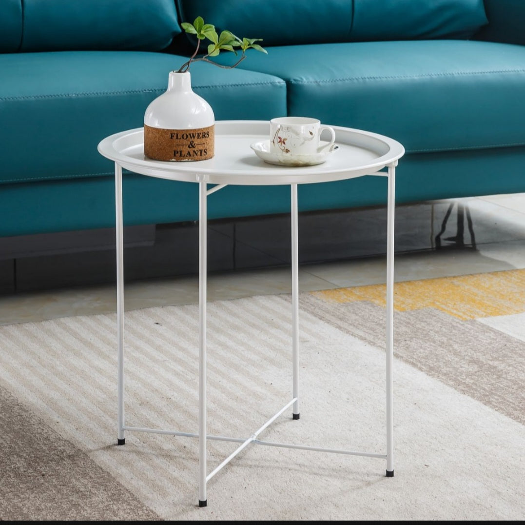 Metal Side Table Round Coffee Table Folding End Table Sofa Table